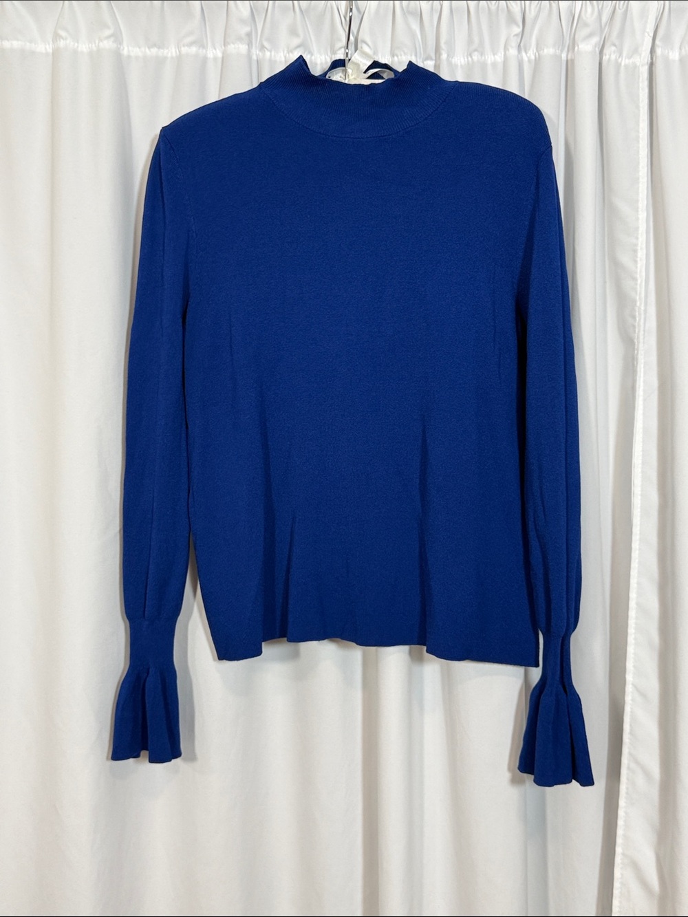H&M Royal Blue Mock Neck Long Sleeve Top with Flared Cuffs